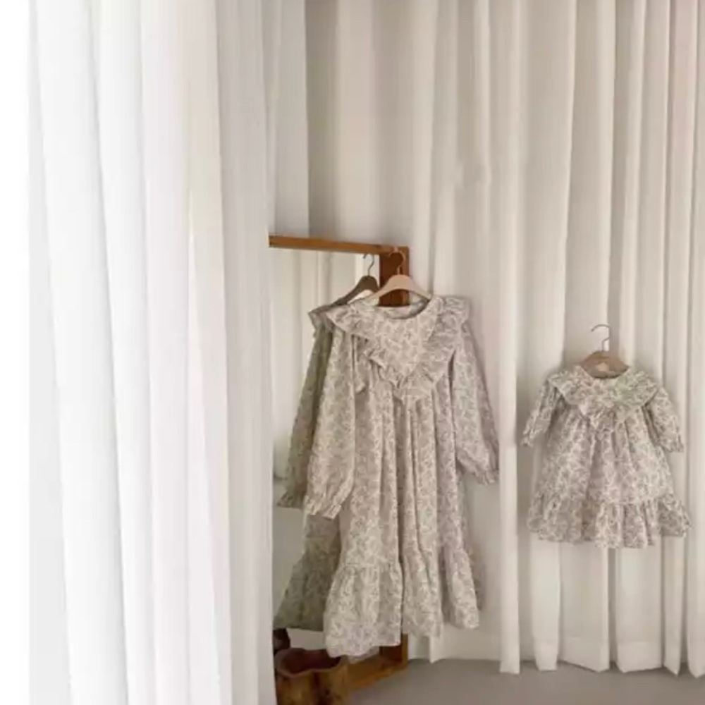 Doen-inspired prairie dress - white and black - size 4